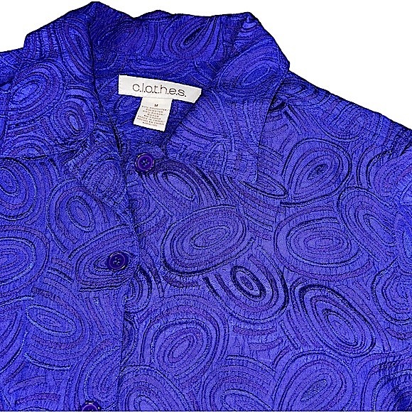 C.l.o.t.h.e.s. Size medium deep purple button down embroidered jacket/blouse EUC - Picture 3 of 12